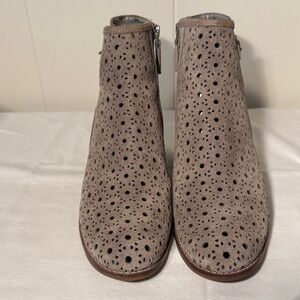 Cole Haan Taupe/Gray Perforated Suede Ankle Booties